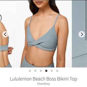 Lululemon Beach Boss Bikini Top, size 10, Chambray, NWOT